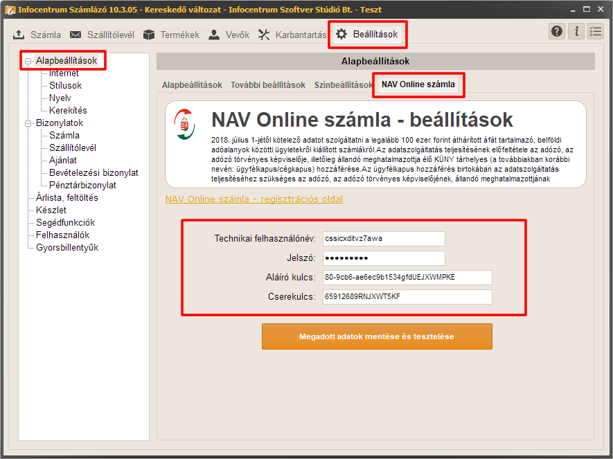 online számla regisztráció az Infocentrum számlázó programba