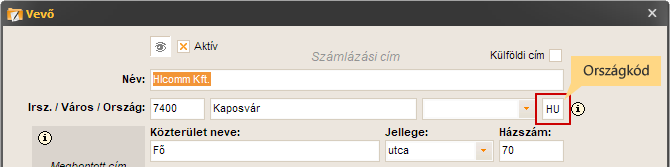 Vevő országkód megadása az Infocentrum számlázó programban